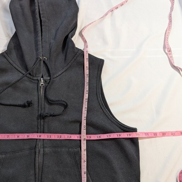 Hippie Rose Size *Large (Runs Small) Black Sleeveless Zippered Hoodie - Picture 10 of 10